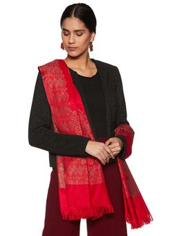 WEAVERS VILLA - Red Woven Design Shawl