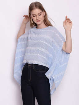 Zink London - Women's Blue Embroidered Shrug