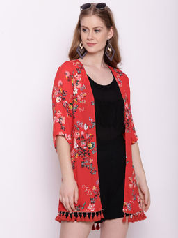 Zink London - Women's Red Floral Shrug