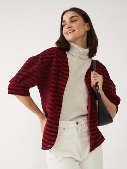Zink London - Women Maroon Solid Shrug