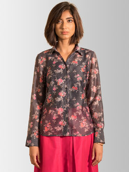 FABLE STREET - Grey Floral Shirt with Inner