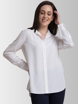 FABLE STREET - Rayon Collared Shirt - White