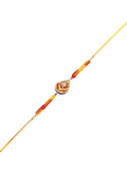 Shoshaa - Red & Peach Kundan Reversible Meenakari Bhai Rakhi