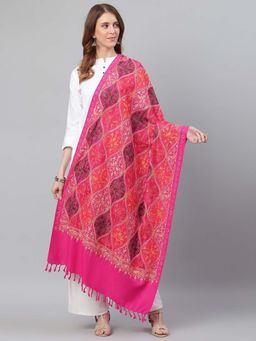 WEAVERS VILLA - Women Pink & Green Embroidered Shawl