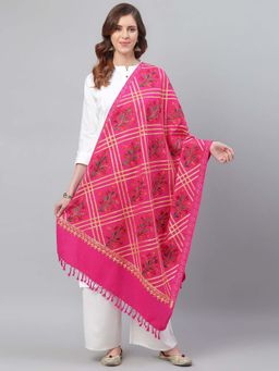 WEAVERS VILLA - Women Pink & Beige Embroidered Shawl