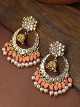 Shoshaa - Gold Peach Kundan Chandbalis