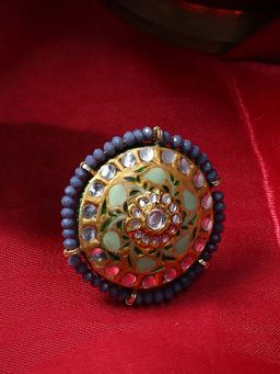 Shoshaa - Grey Gold Gold-Plated Artificial Stones And Beads Finger Ring