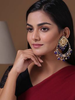 Shoshaa - Blue Kundan Drop Earrings