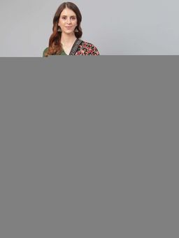 WEAVERS VILLA - Women Black & Orange Embroidered Shawl