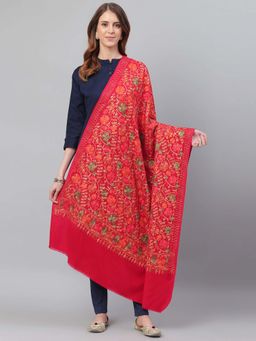 WEAVERS VILLA - Women Red & Beige Embroidered Shawl