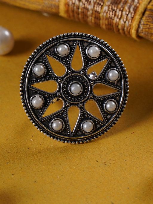 Shoshaa Gold Plated White Handcrafted Ring