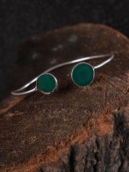 Shoshaa - Silver Plated Green Oxidised Bracelet