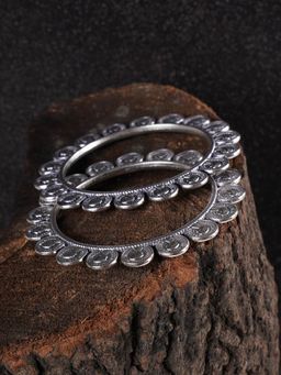 Shoshaa - Silver Plated Oxidised Bangle (Set of 2)