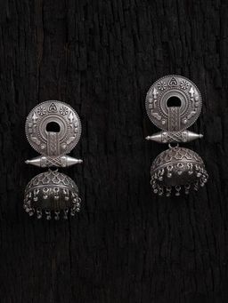 Shoshaa - Silver Plated Oxidised Jhumkas