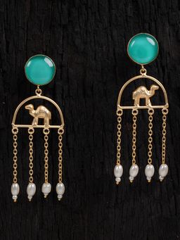 Shoshaa - Gold Plated Turquoise Blue Handcrafted Drop Earrings
