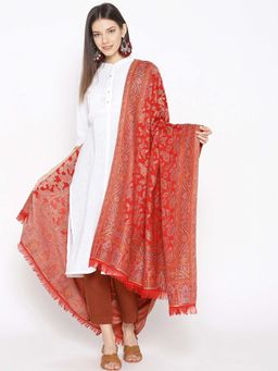 WEAVERS VILLA - Women Red Woven Design Shawl