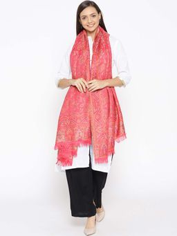 WEAVERS VILLA - Women Pink & Green Paisley Patterned Shawl