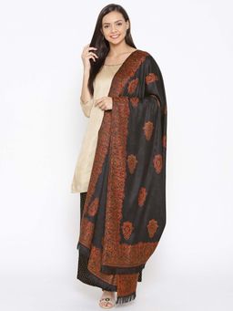 WEAVERS VILLA - Women Black & Brown Woven Design Shawl