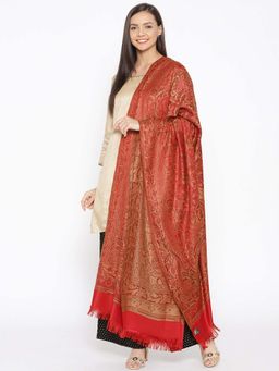 WEAVERS VILLA - Women Red Woven Design Shawl
