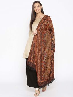 WEAVERS VILLA - Women Brown & Maroon Woven Design Shawl