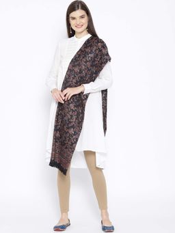 WEAVERS VILLA - Women Black & Beige Woven Design Shawl