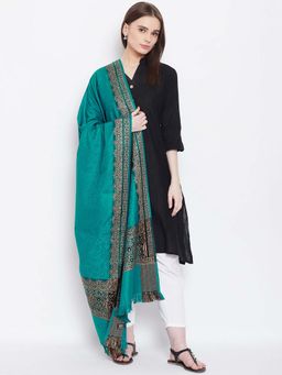 WEAVERS VILLA - Women Green & Beige Woven Design Shawl