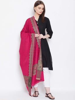 WEAVERS VILLA - Women Magenta Woven Design Shawl