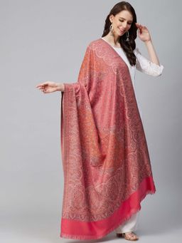 WEAVERS VILLA - Women Pink & Orange Woven Design Shawl
