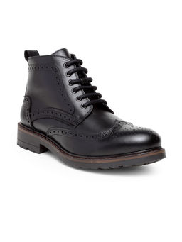 Teakwood - Black Patterned Brogues Boots