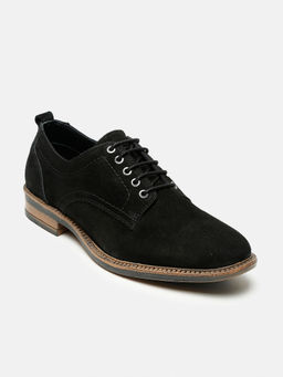 Teakwood - Men Black Solid Suede Lace Up Shoes