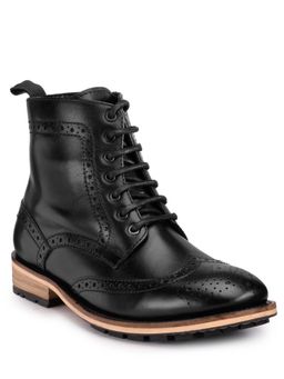 Teakwood - Black Patterned Brogues Boots