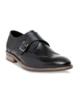 Teakwood - Black Patterned Monk Straps