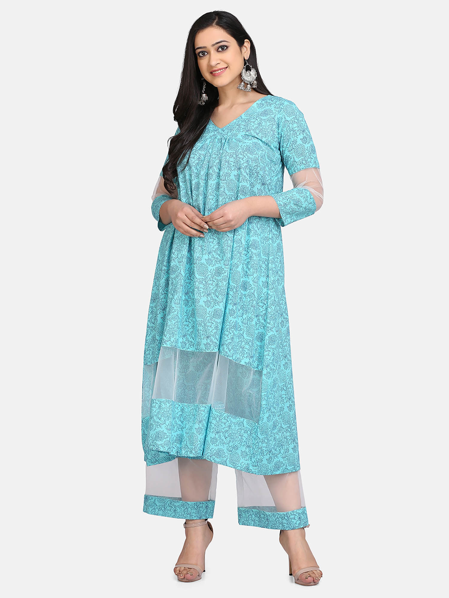 Buy Shades Blue Printed A Line Kurti 