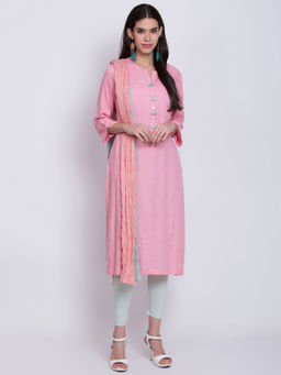 Biba - Pink Solid Dupatta