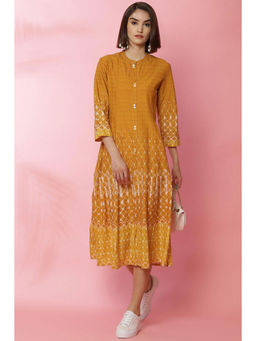 Biba - Mustard Rayon A Line Dress