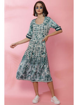 Biba - Green A-Line Rayon Dress