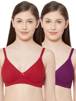 Juliet - Womens Soft Padded Non Wired Bra Combo Shikha Maroon Wine