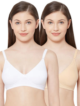 Juliet - Womens Soft Padded Non Wired Bra Combo Shikha Skin White