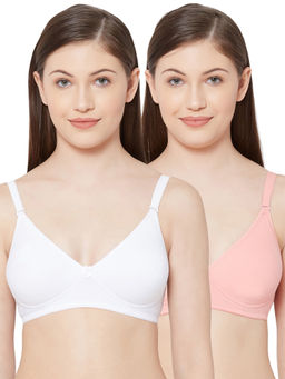 Juliet - Womens Soft Padded Non Wired Bra Combo Shikha White Peach