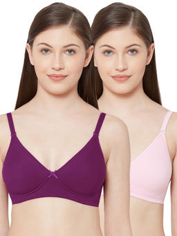 Juliet - Womens Soft Padded Non Wired Bra Combo Shikha Wine Pink