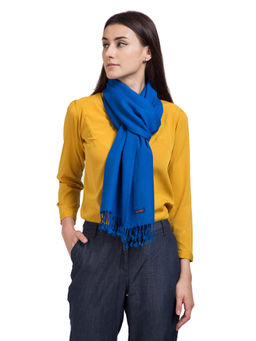 Shingora - Women Blue Solid Woollen Stole