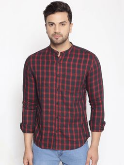 SHOWOFF - Mens Cotton Red Printed Slim Fit Shirt