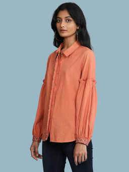 Aarke Ritu Kumar - Peach Shirt Collar Full Sleeves Shirt