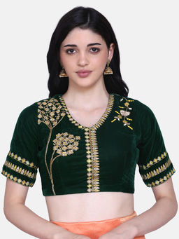 Shaily - Green Velvet Blouse