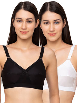 Juliet - Womens Non Padded Non Wired Bra Combo Silka White Black