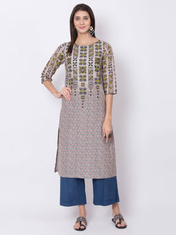 Biba - Multicolor Printed Straight Kurta