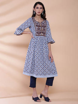 Biba - Blue Printed Kurta