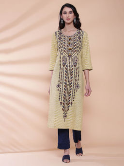 Biba - Mustard Printed Kurta