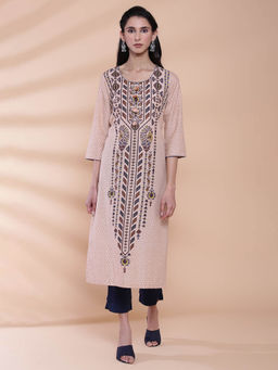 Biba - Peach Printed Kurta