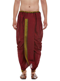 SOJANYA - Stitched Maroon With Black and Golden Border Men Dhoti